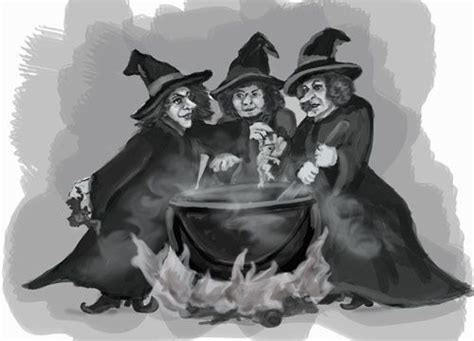 Coven of witches around a cauldron